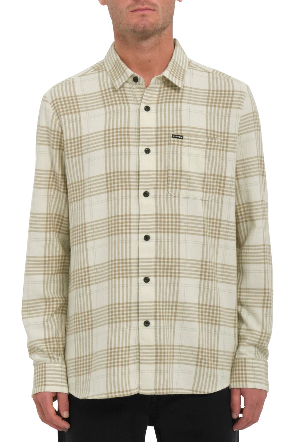 Volcom Caden Plaid Long Sleeve Shirt Dirty White