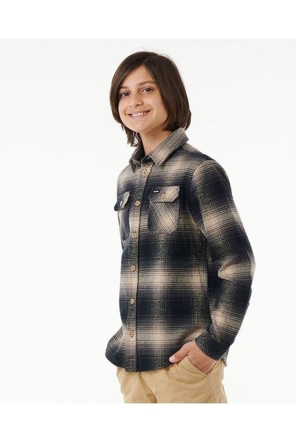 Rip Curl Count Flannel Boys Shirt Taupe