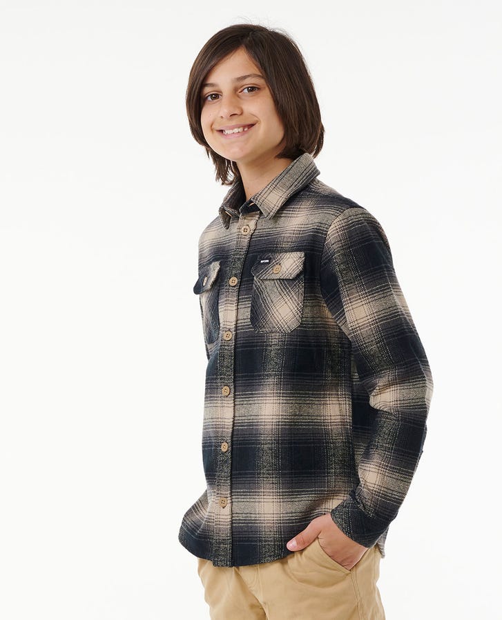 Rip Curl Count Flannel Boys Shirt Taupe