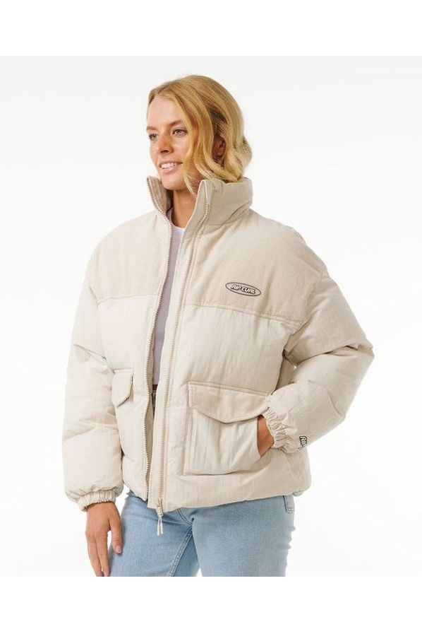 Rip Curl High Tide Mixed Cord Puffer Off White