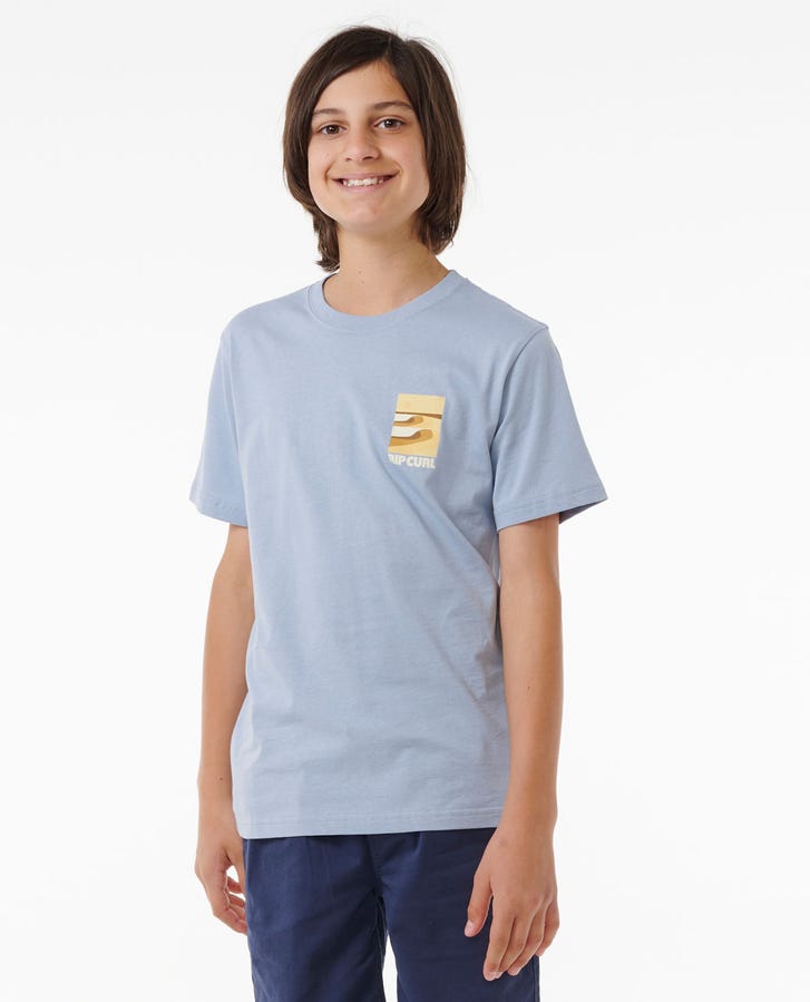 Rip Curl Surf Revival Lined Up Boys T-Shirt Spray Blue