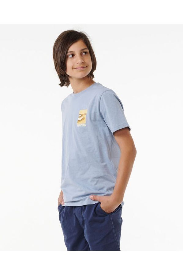 Rip Curl Surf Revival Lined Up Boys T-Shirt Spray Blue