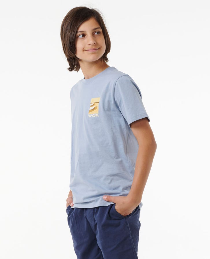 Rip Curl Surf Revival Lined Up Boys T-Shirt Spray Blue