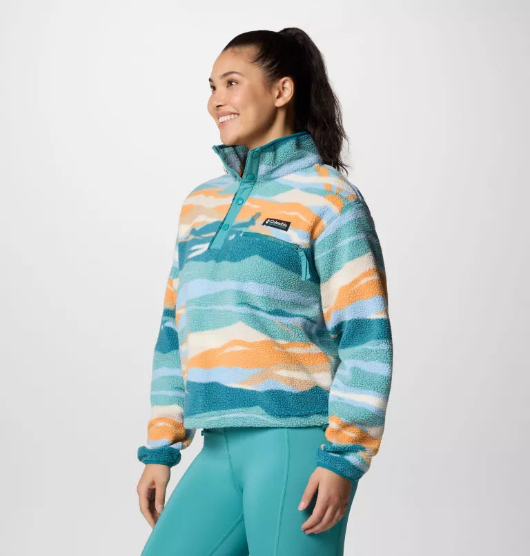 Columbia Helvetia II Printed Cropped Half Snap Fleece Teal Rogue Valley