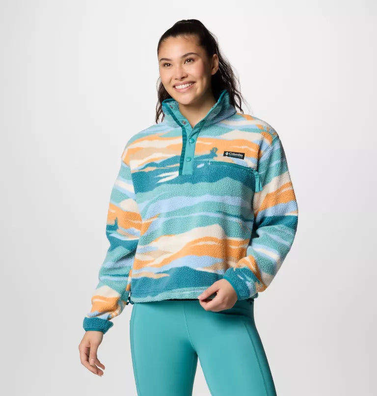 Columbia Helvetia II Printed Cropped Half Snap Fleece Teal Rogue Valley