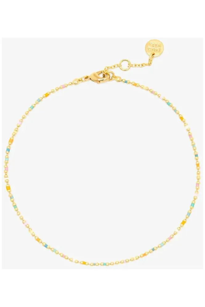 Pura Vida Dainty Enamel Chain Anklet Gold