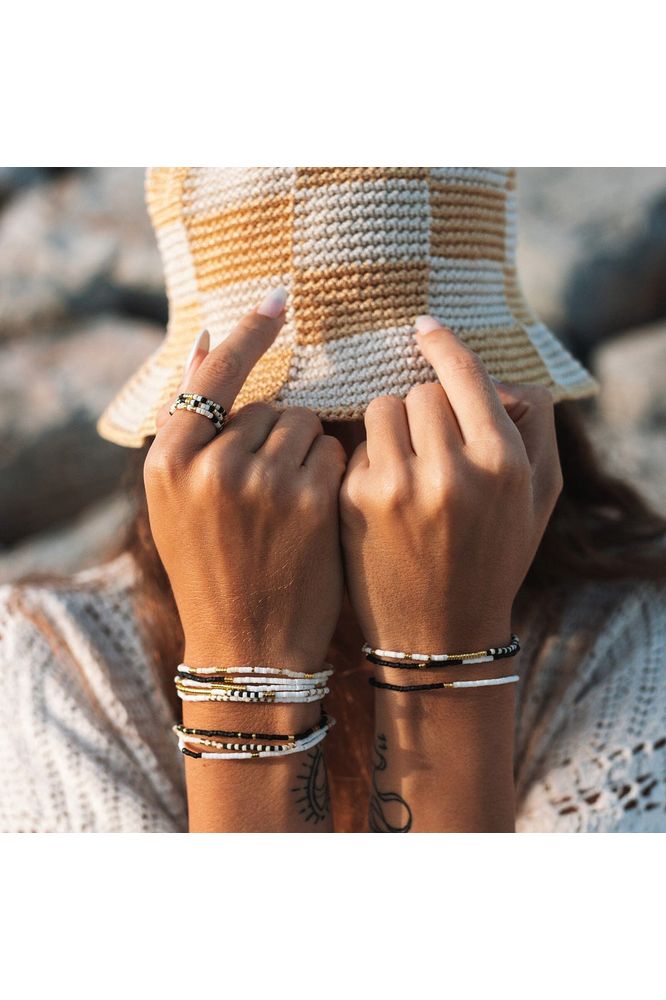 Pura Vida Mixed SB Gold Str Ring  Monochrome