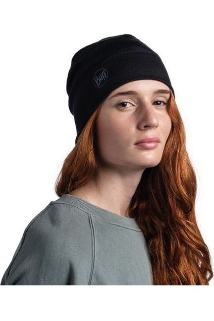 Buff Merino Lightweight Beanie Solid Black