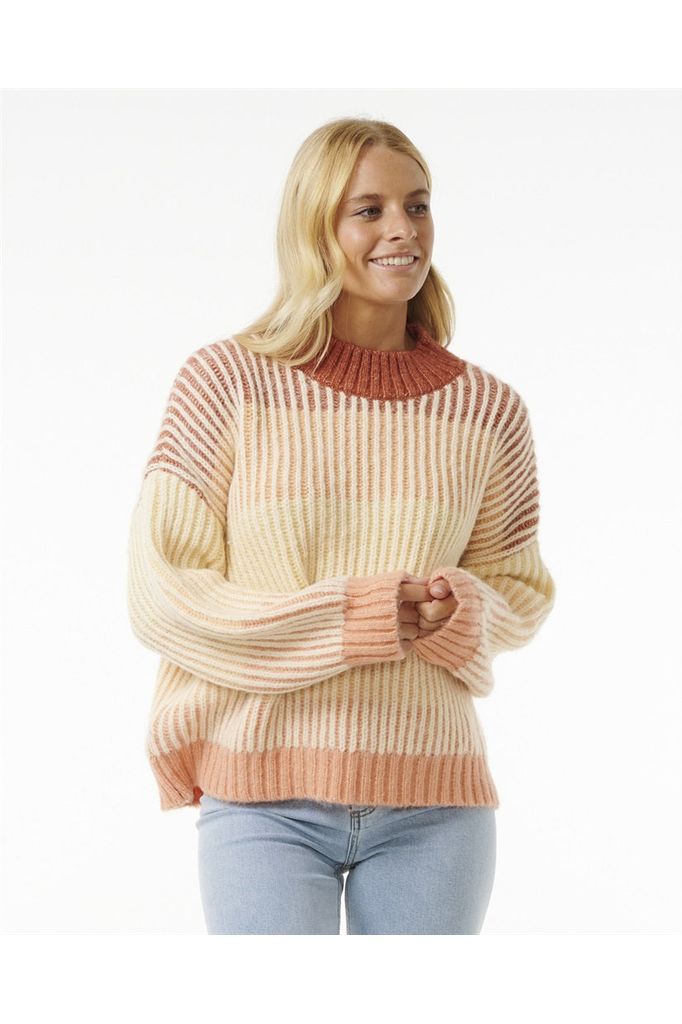 Rip Curl Soleil Rib Knit Crew Jumper Burnt Red