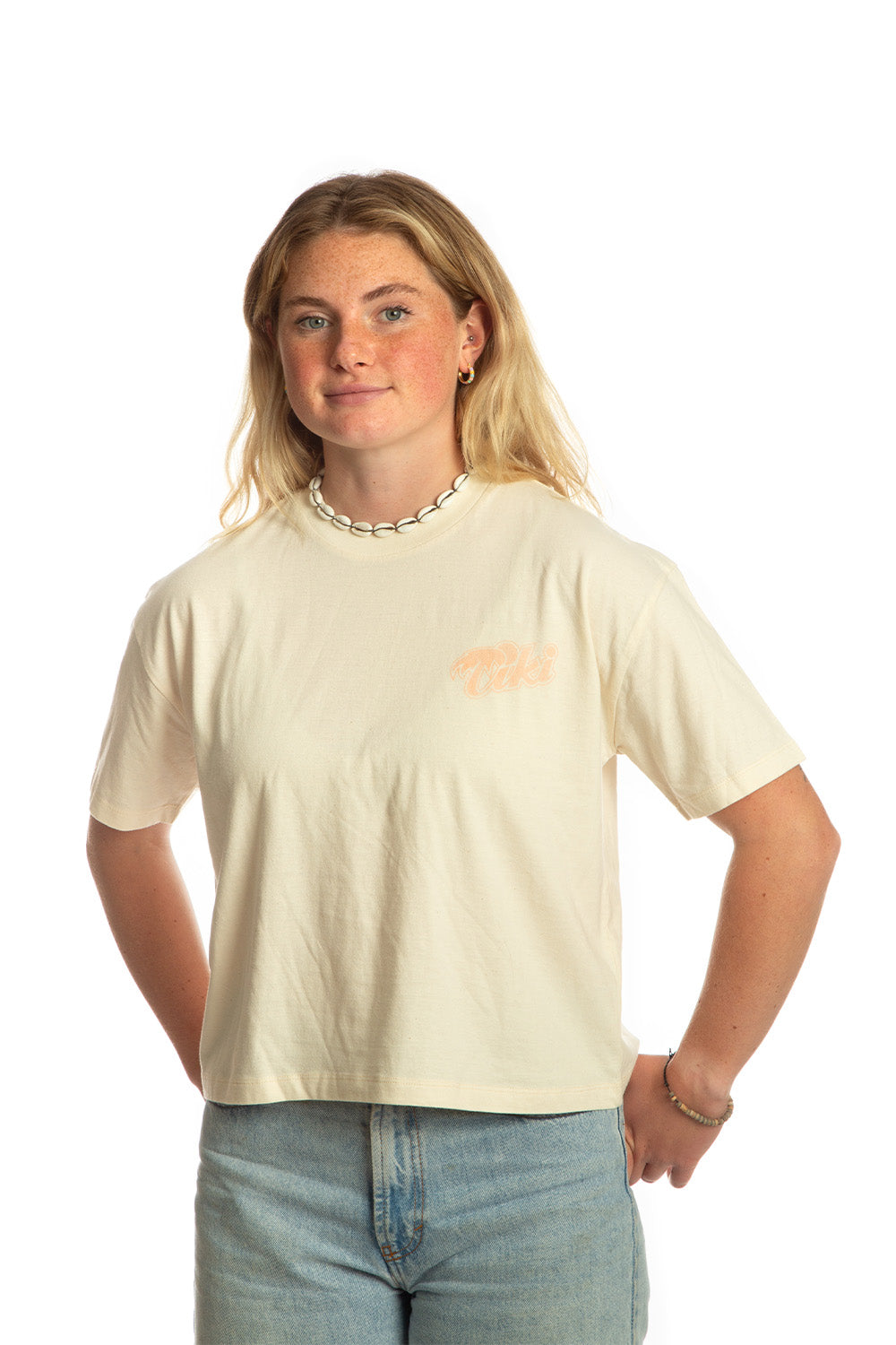 Tiki Retro Palm T-Shirt Beige