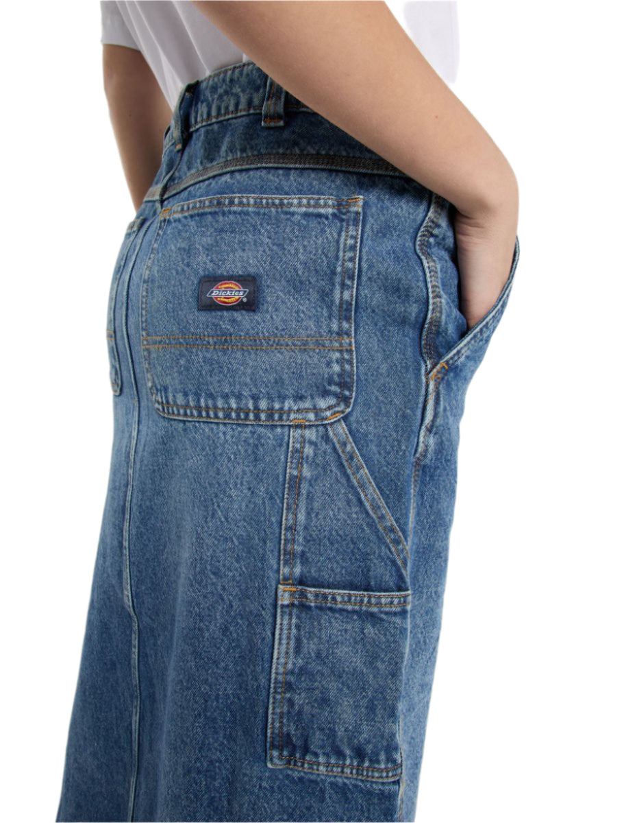 Dickies Long Denim Carpenter Skirt Classic Blue