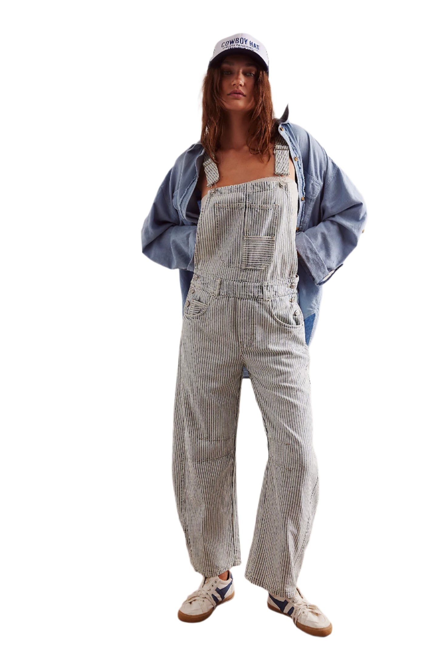 Free people Good Luck Stripe Overall Blue