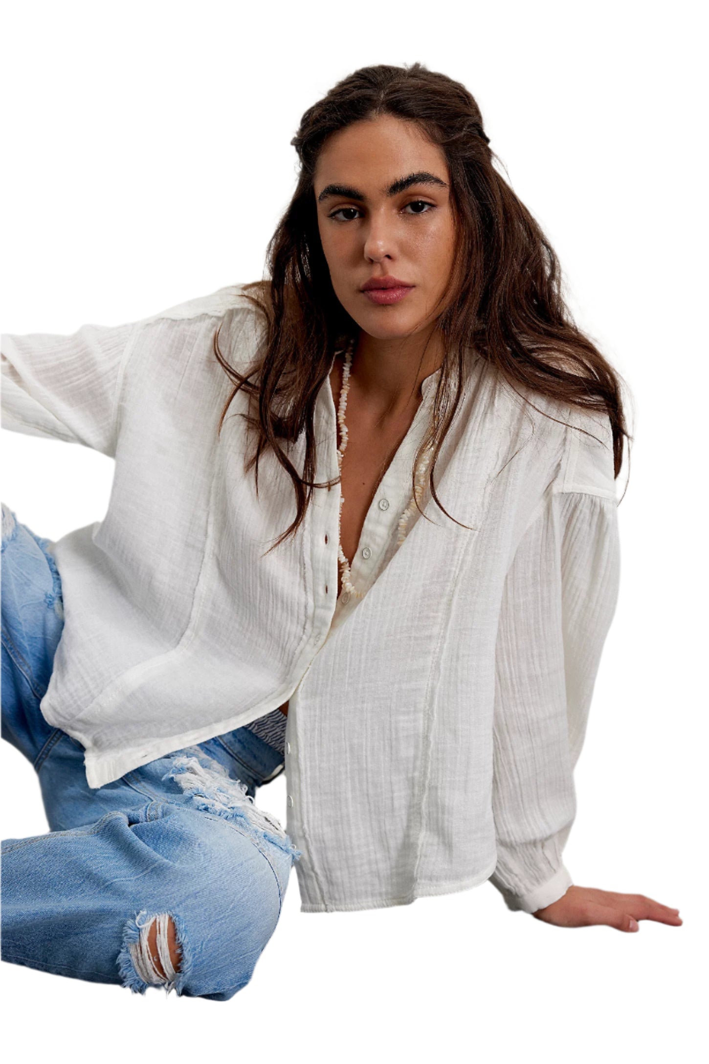 Free people Valley Double Cloth Shirt Ivory