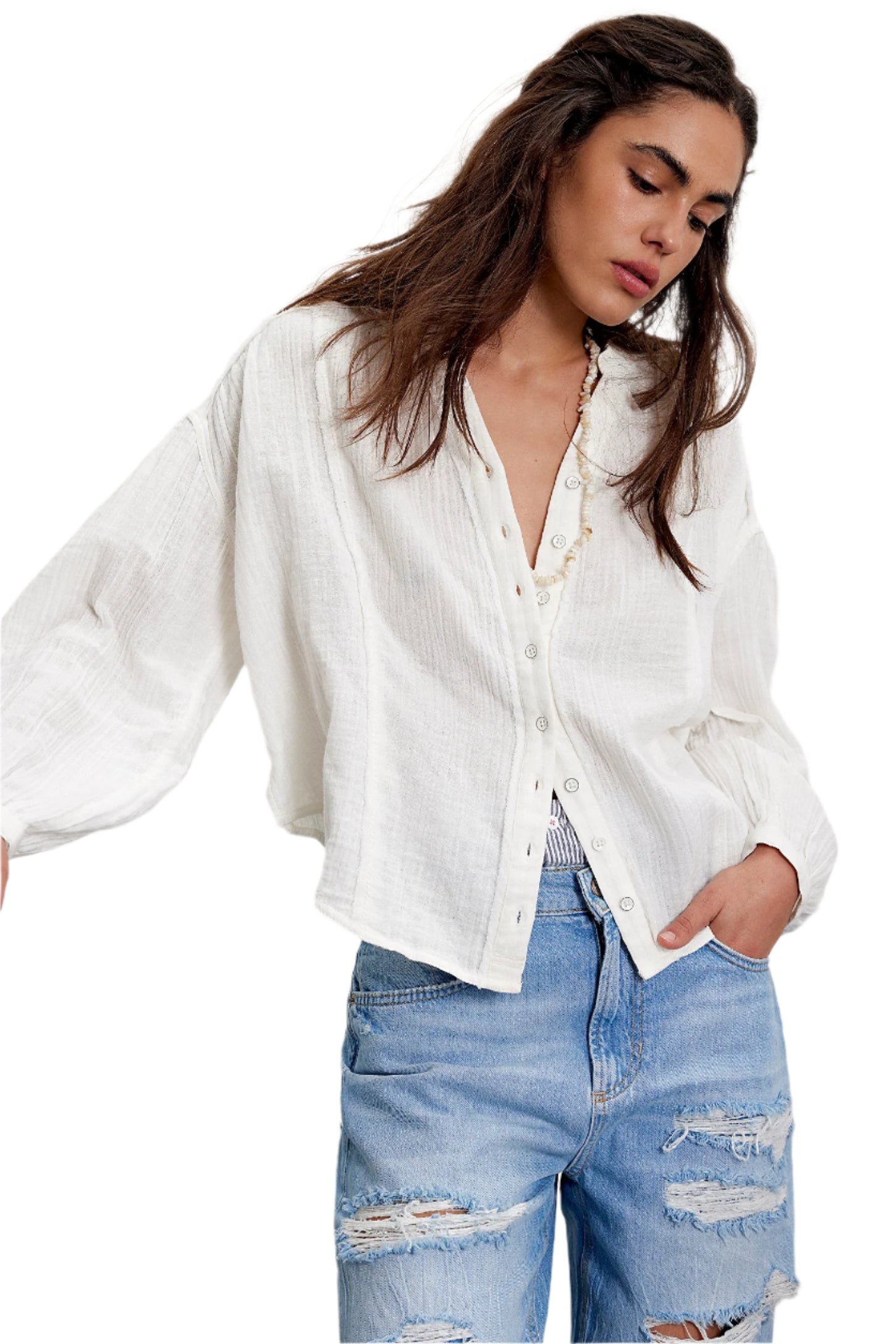 Free people Valley Double Cloth Shirt Ivory