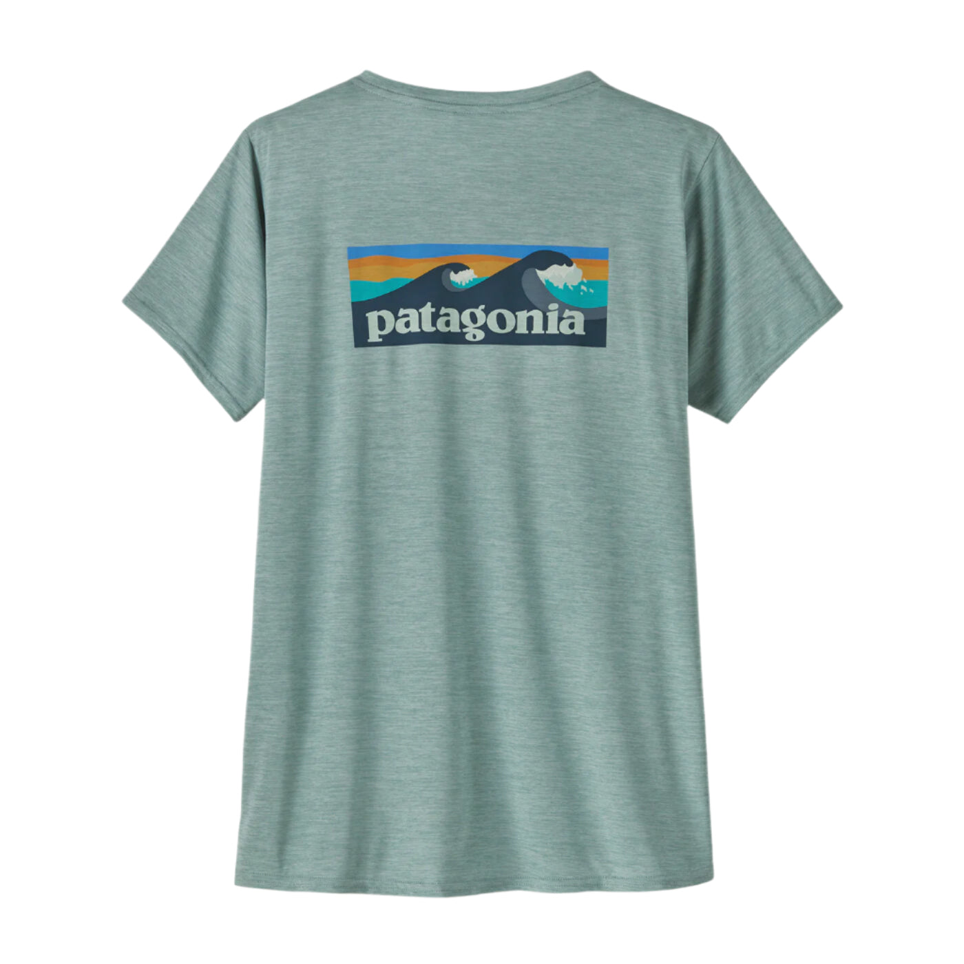 Patagonia Womens Cap Cool Daily Graphic Shirt - Waters Boardshort Logo: Thermal Blue X-Dye