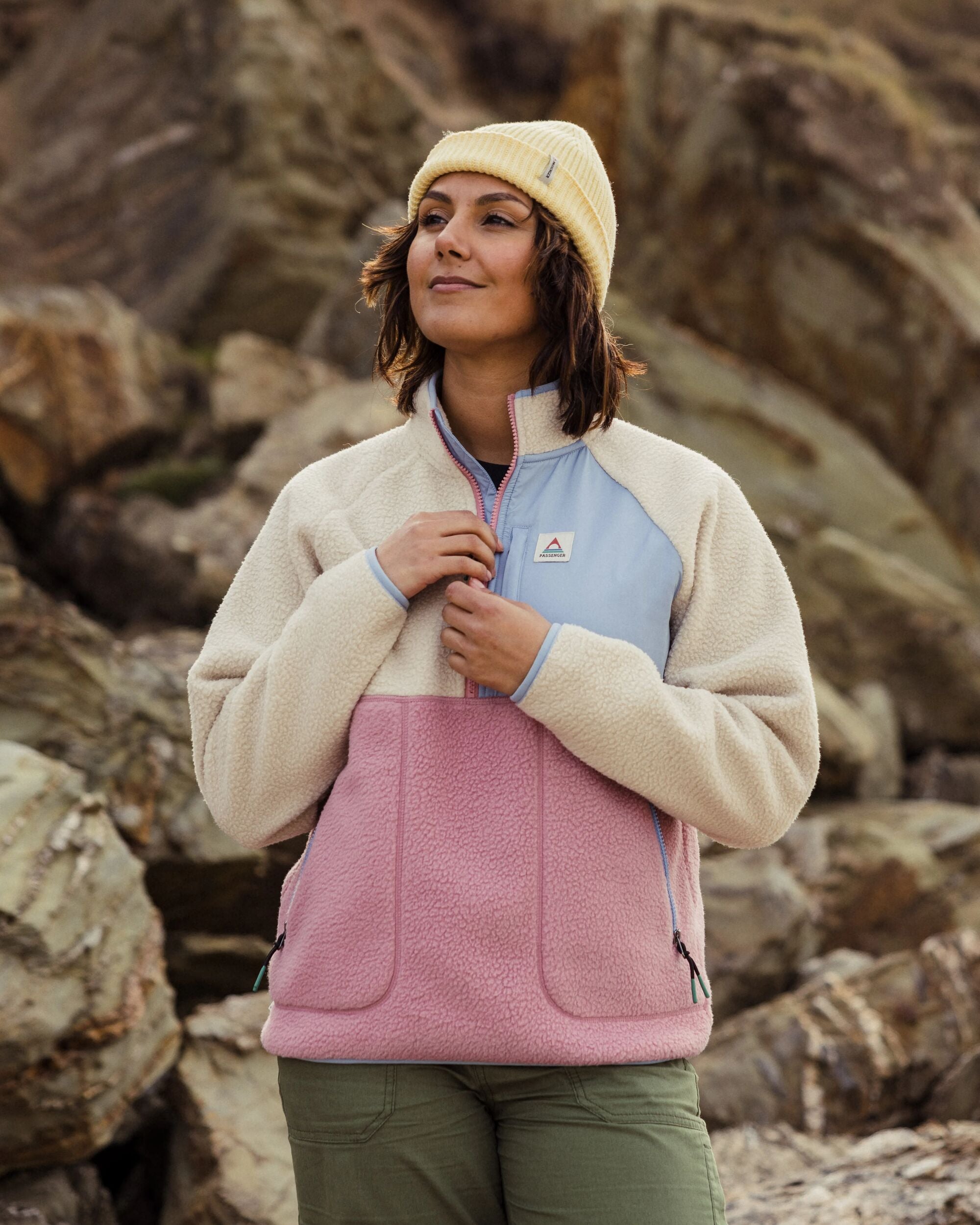 Passenger Home 2.0 1/2 Zip Recycled Sherpa Fleece Oatmeal/Pink Haze