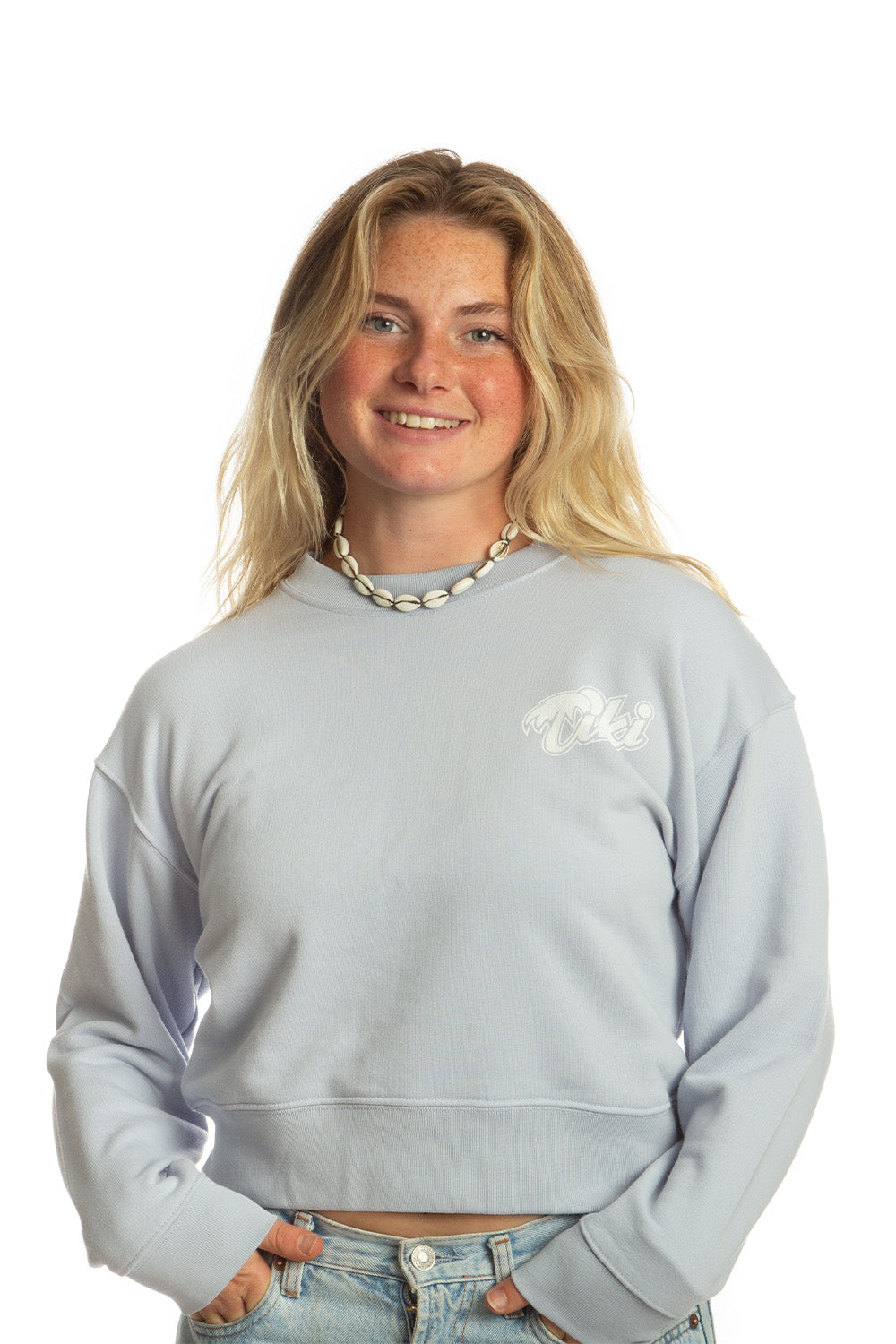 Tiki Retro Palm Crew Sweatshirt Lilac