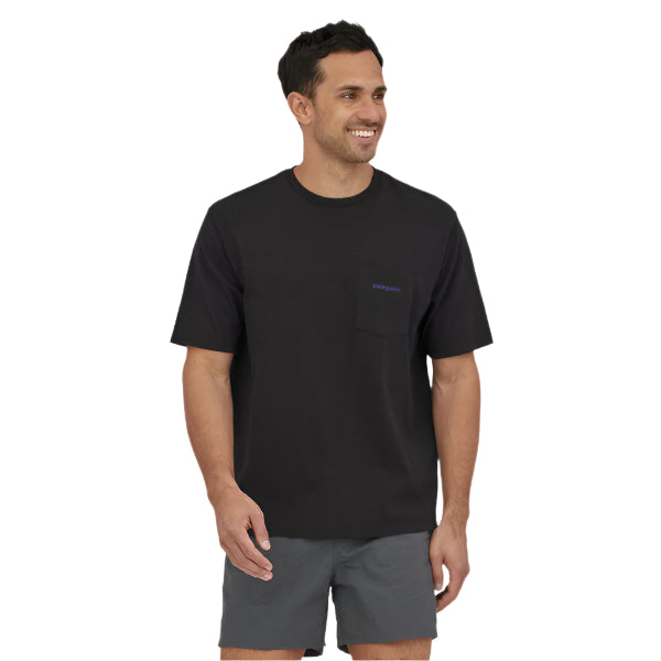 Patagonia Mens Boardshort Logo Pocket Responsibili T-Shirt Ink Black