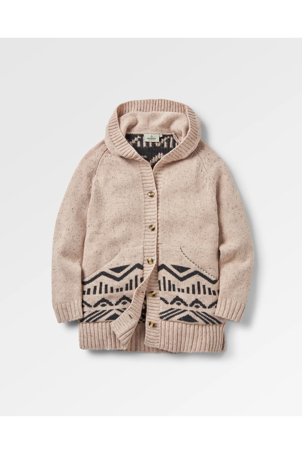 Passenger Snoozle Recycled Knitted Hooded Cardigan Oatmeal