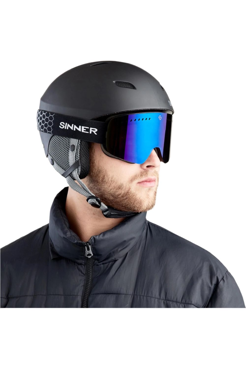 Sinner Pine Goggles Matte Black Blue Mirror Lens