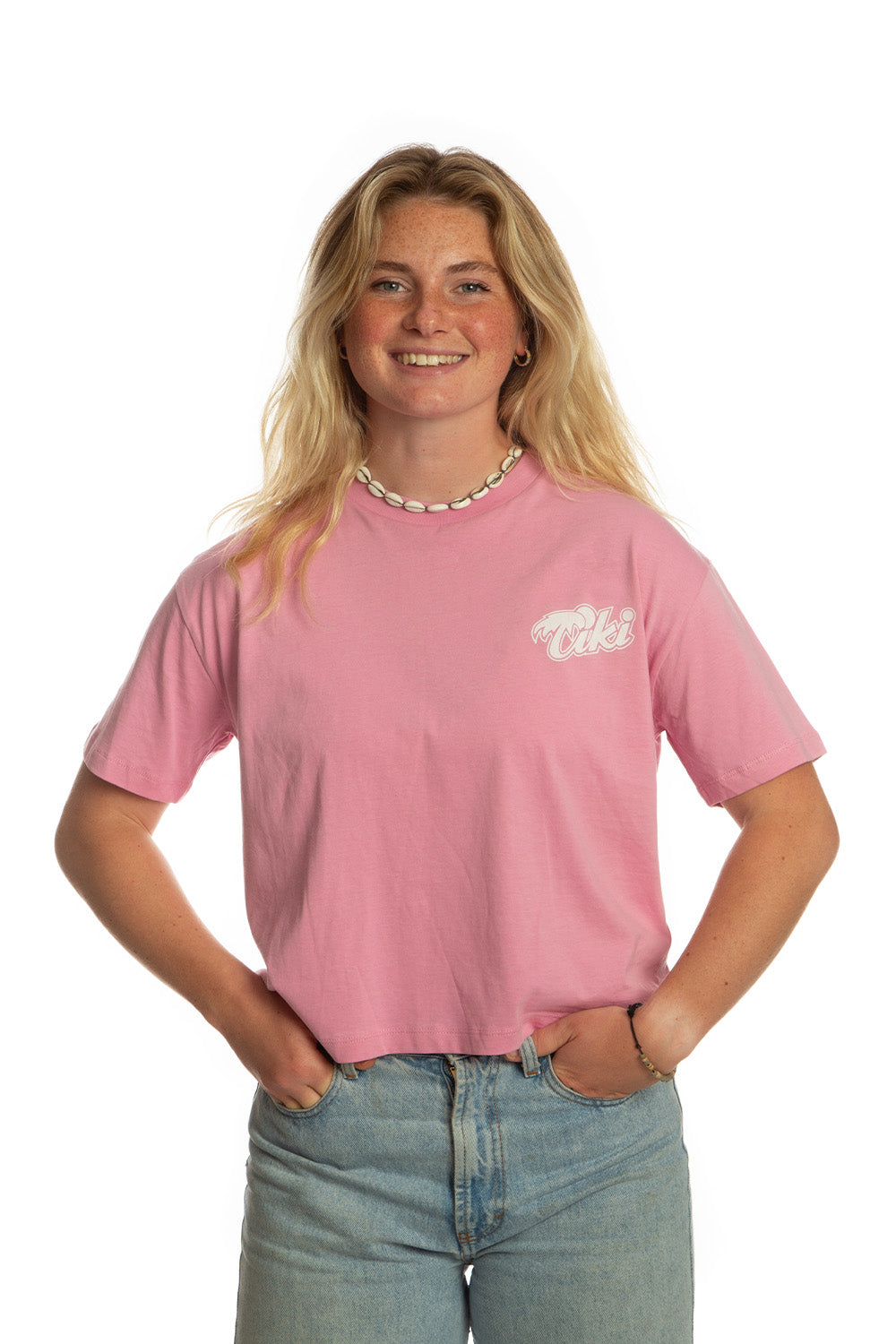 Tiki Retro Palm T-Shirt Pink