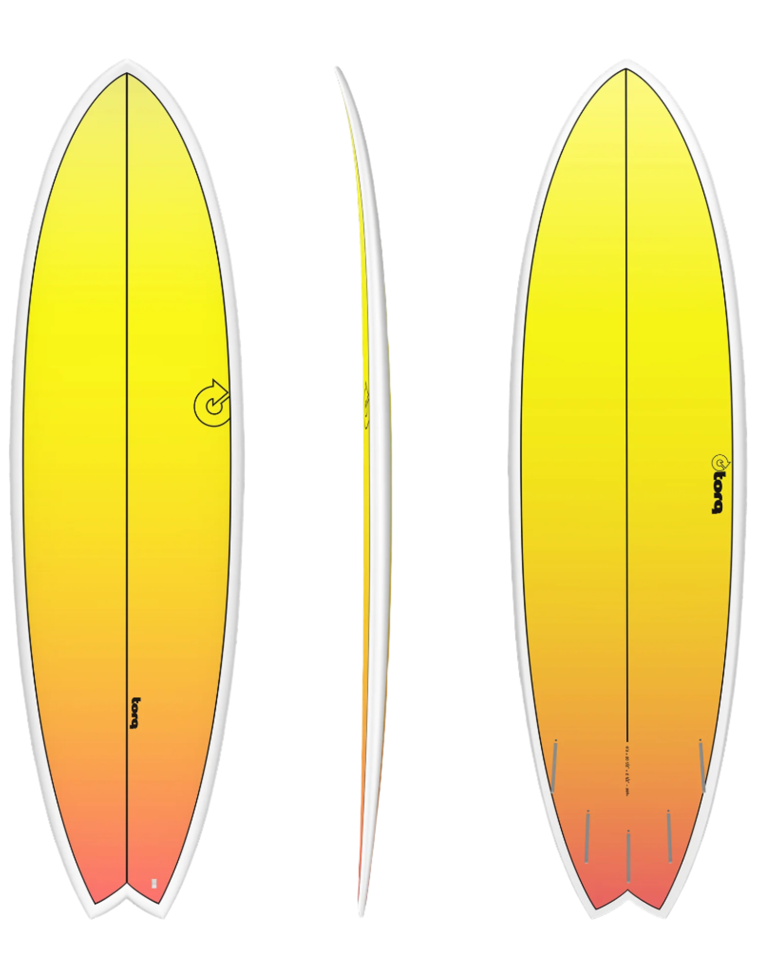 Torq TET Modfish Surfboard Yellow Orange Fade