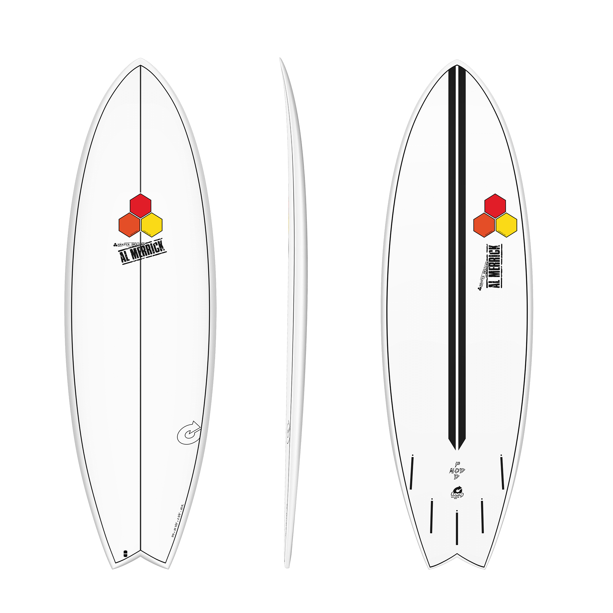 Torq 5'6'' Podmod White + Pinline Surfboard