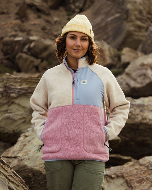 Passenger Home 2.0 1/2 Zip Recycled Sherpa Fleece Oatmeal/Pink Haze