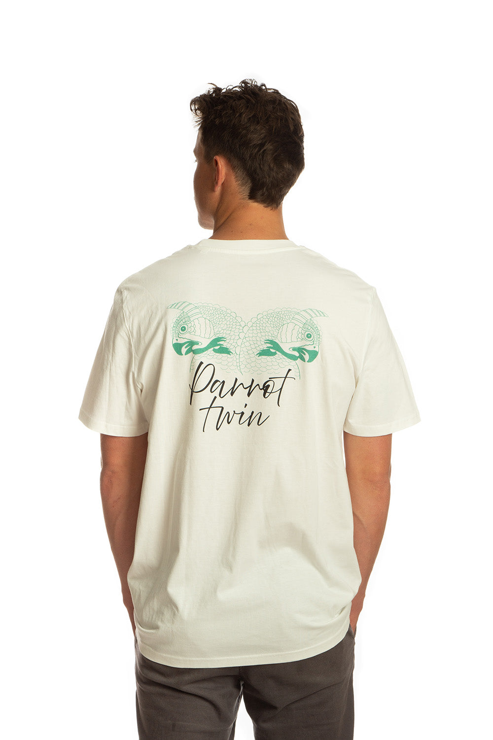 Tiki Twin Parrot Short Sleeve T-Shirt Off White