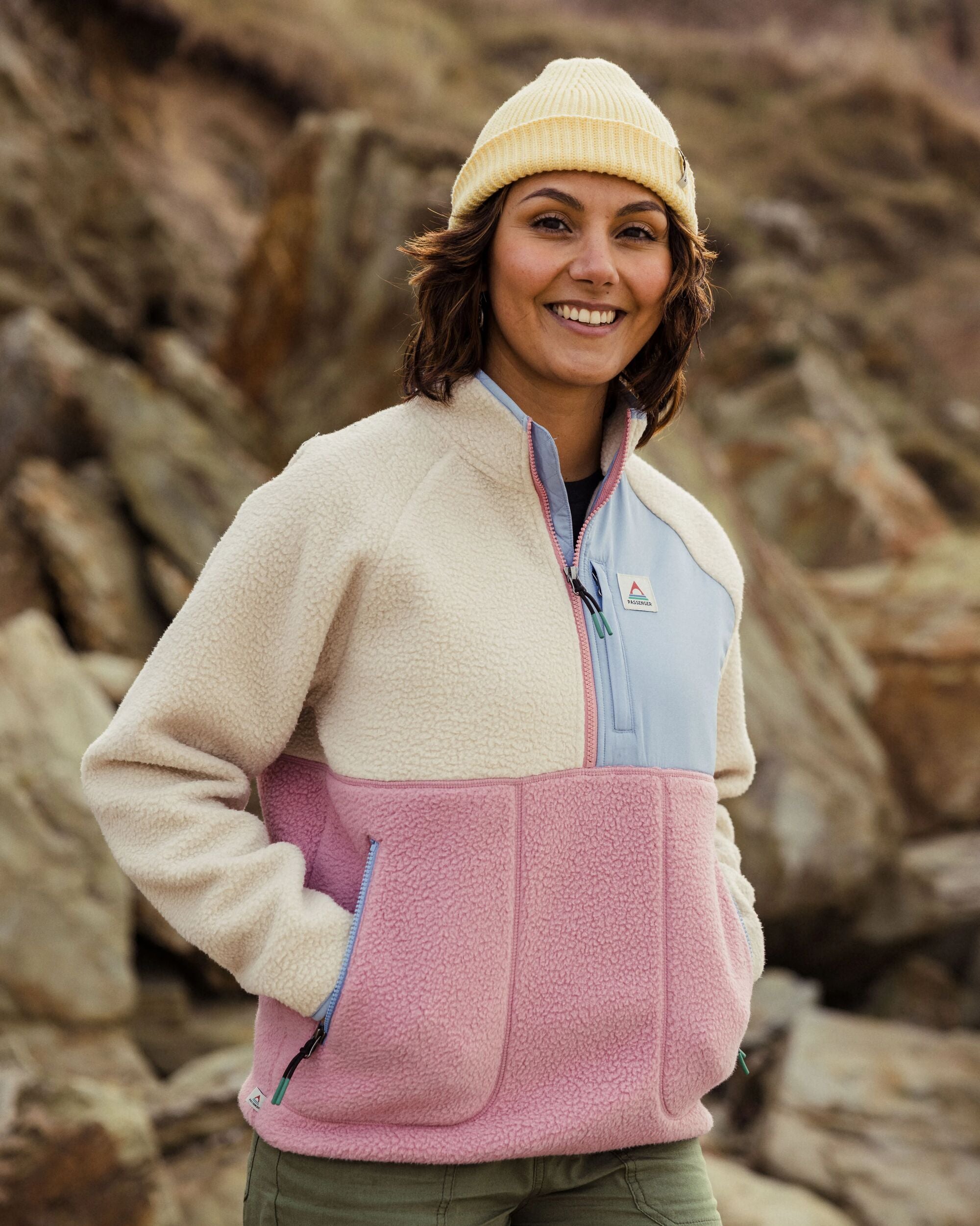 Passenger Home 2.0 1/2 Zip Recycled Sherpa Fleece Oatmeal/Pink Haze