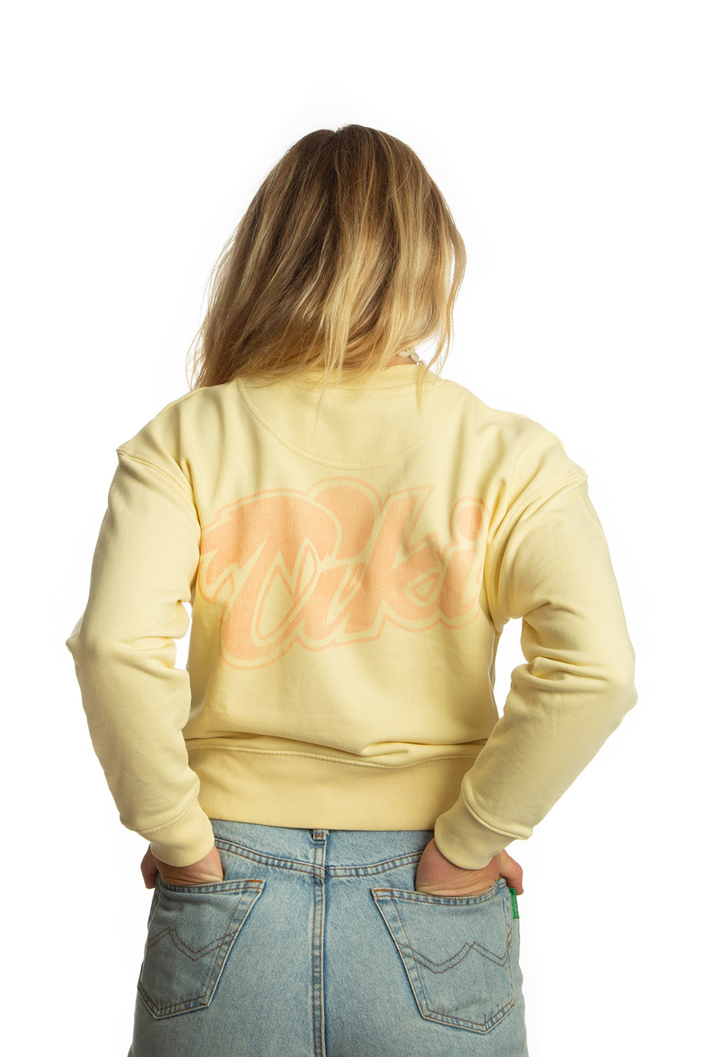 Tiki Retro Palm Crew Sweatshirt Yellow