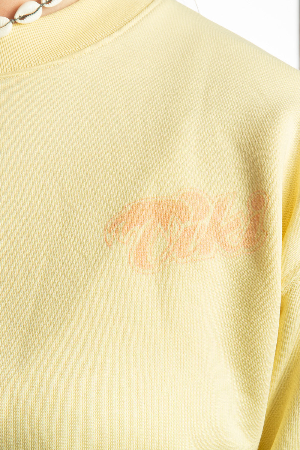 Tiki Retro Palm Crew Sweatshirt Yellow