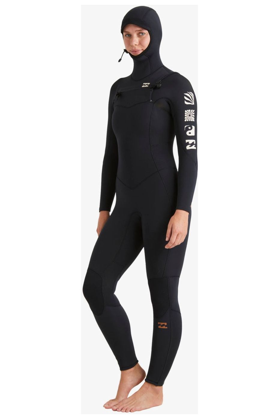 Billabong 5/4 Synergy Natural Chest Zip Hooded Wetsuit Night Fall