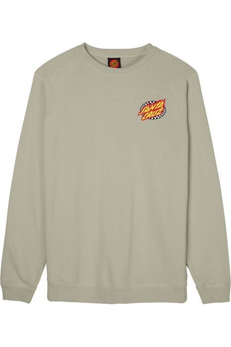 Santa Cruz Oval Check Flame Crew Sweat Stone Grey