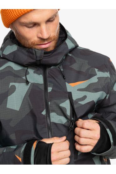 Quiksilver Mission Printed Snow Jacket Puzzle Camo Sea Spray