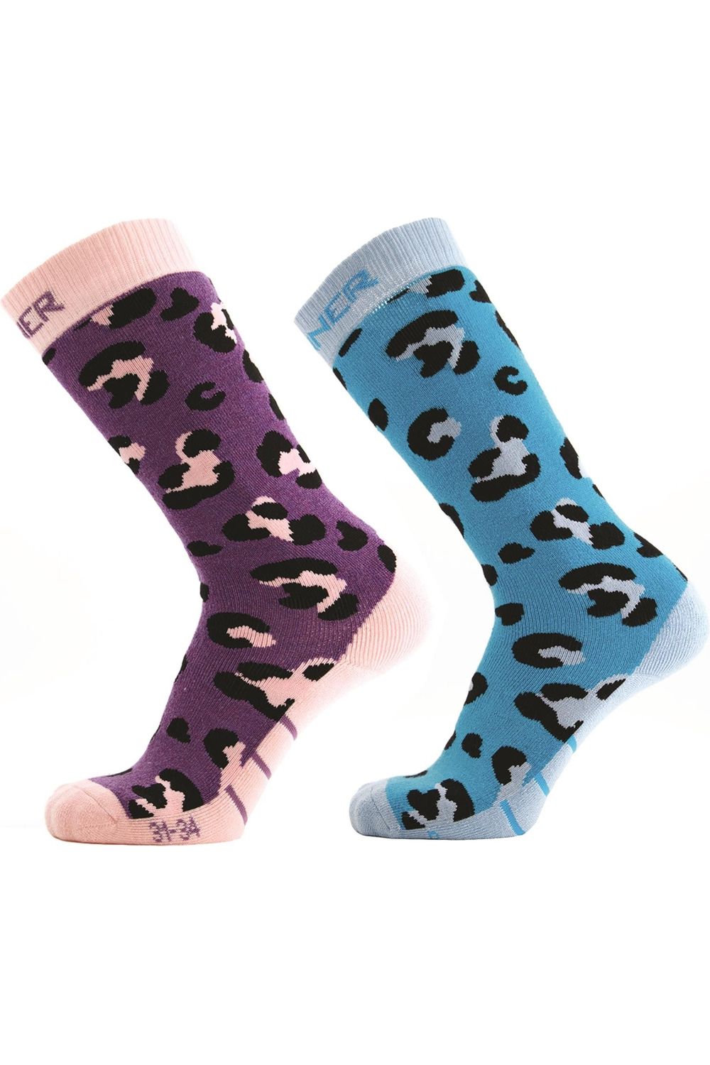 Sinner Kids Ski Socks Dino Print Purple Blue