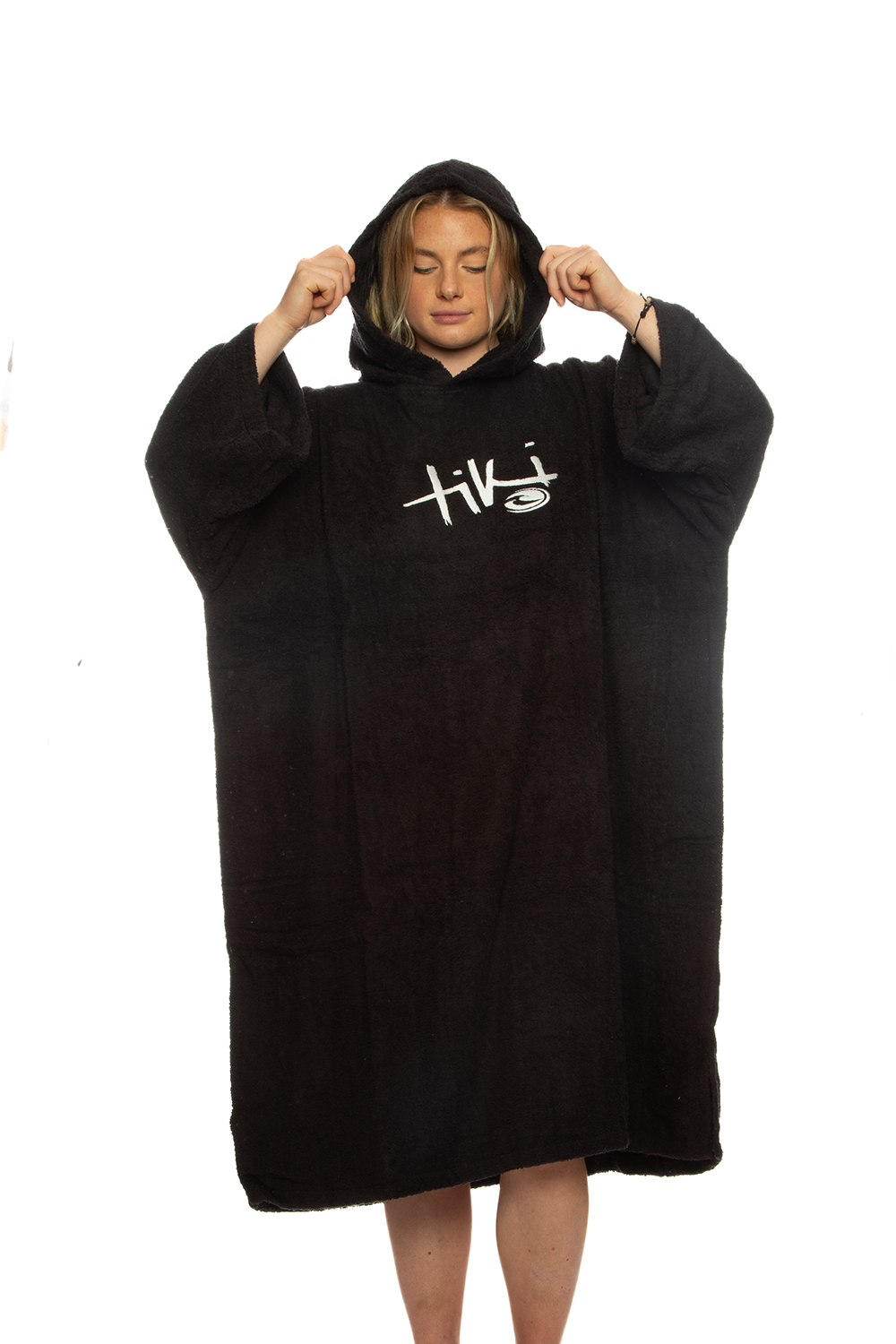 Tiki Adults Hooded Change Robe Black