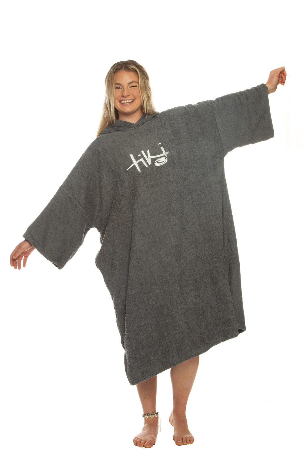 Tiki Adults Hooded Change Robe Grey