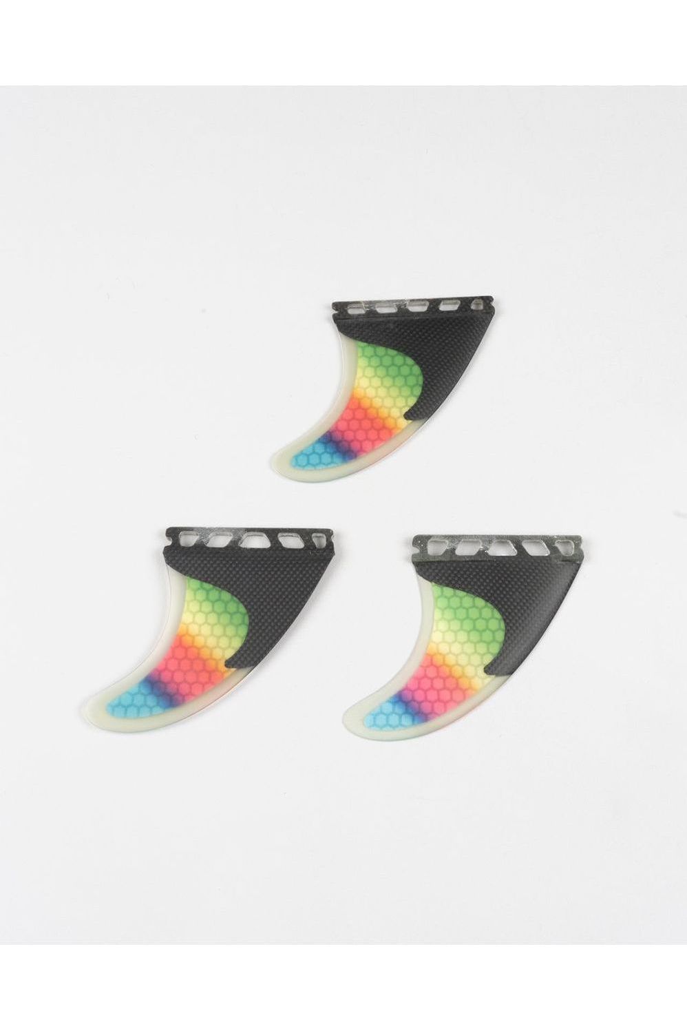 Single Tab Fin - Set 3 - Honeycombe/Carbon - Rainbow