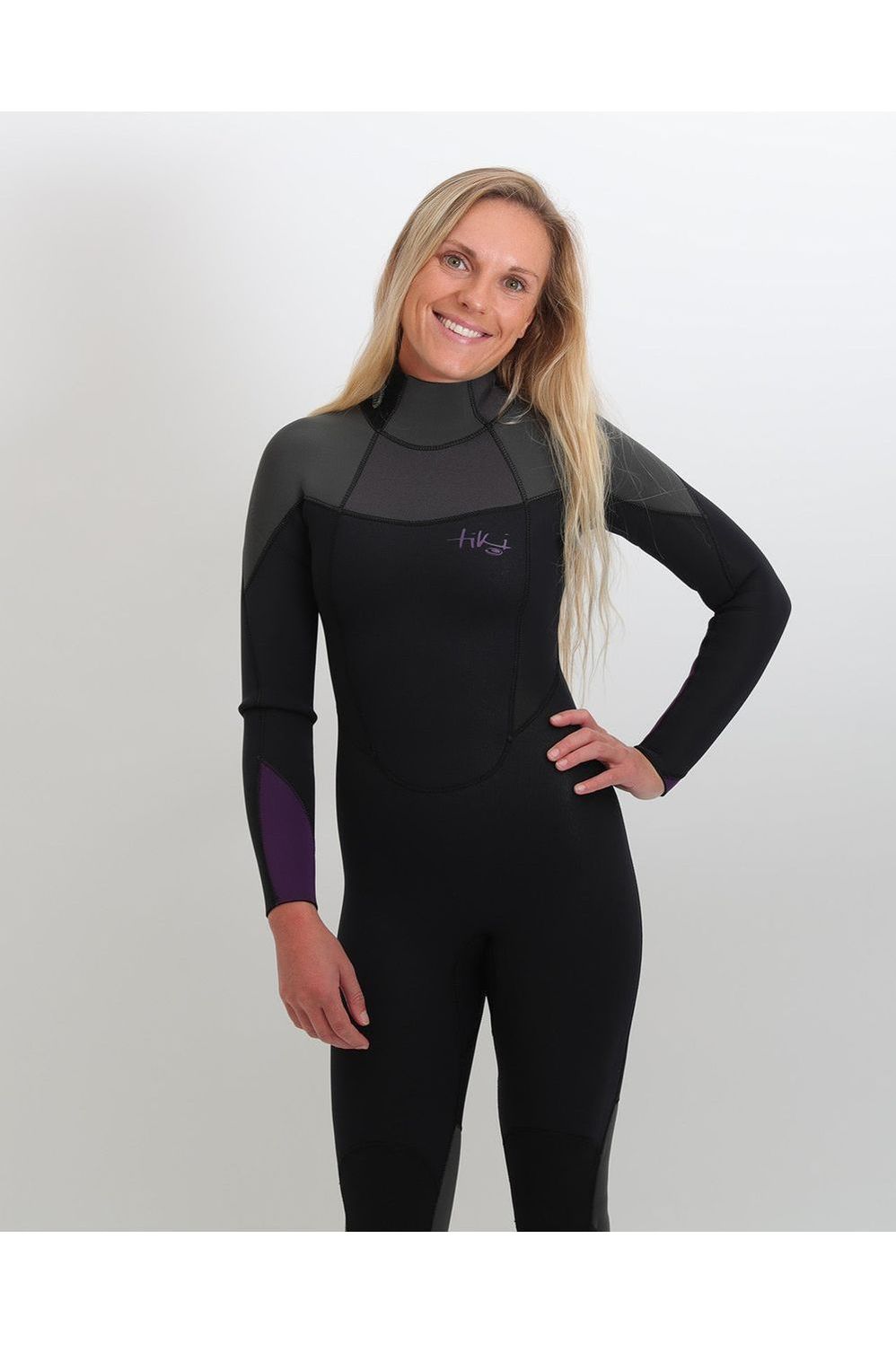 Tiki Ladies Tech 4/3 Wetsuit GBS - Back Zip - Black/Mulberry