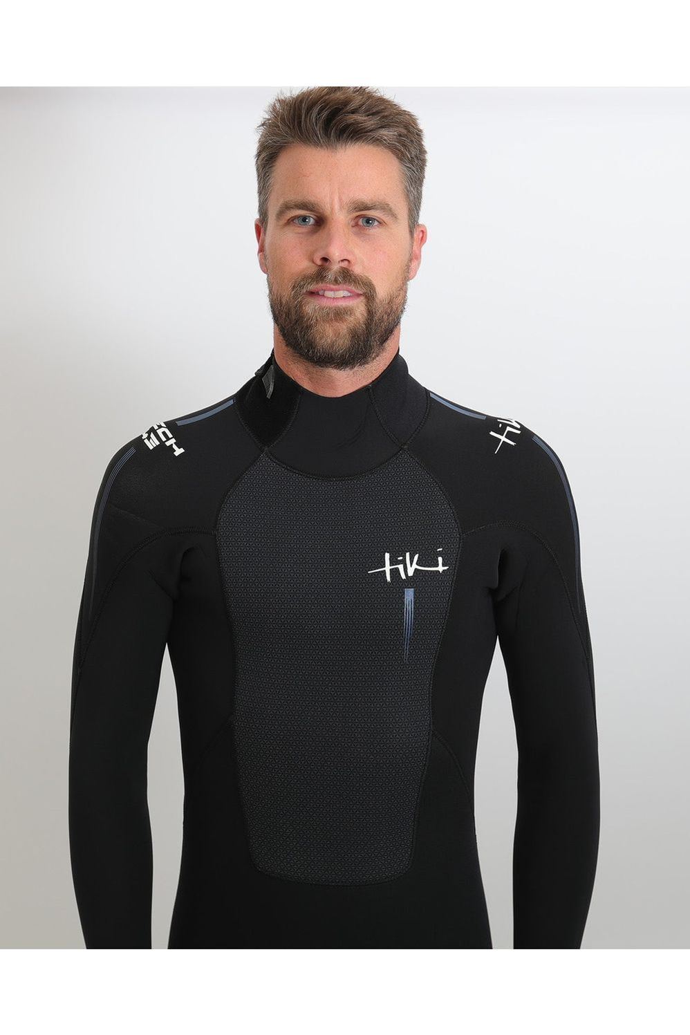 Tiki Mens Tech 4/3 GBS Wetsuit - Back Zip - Black/Blue